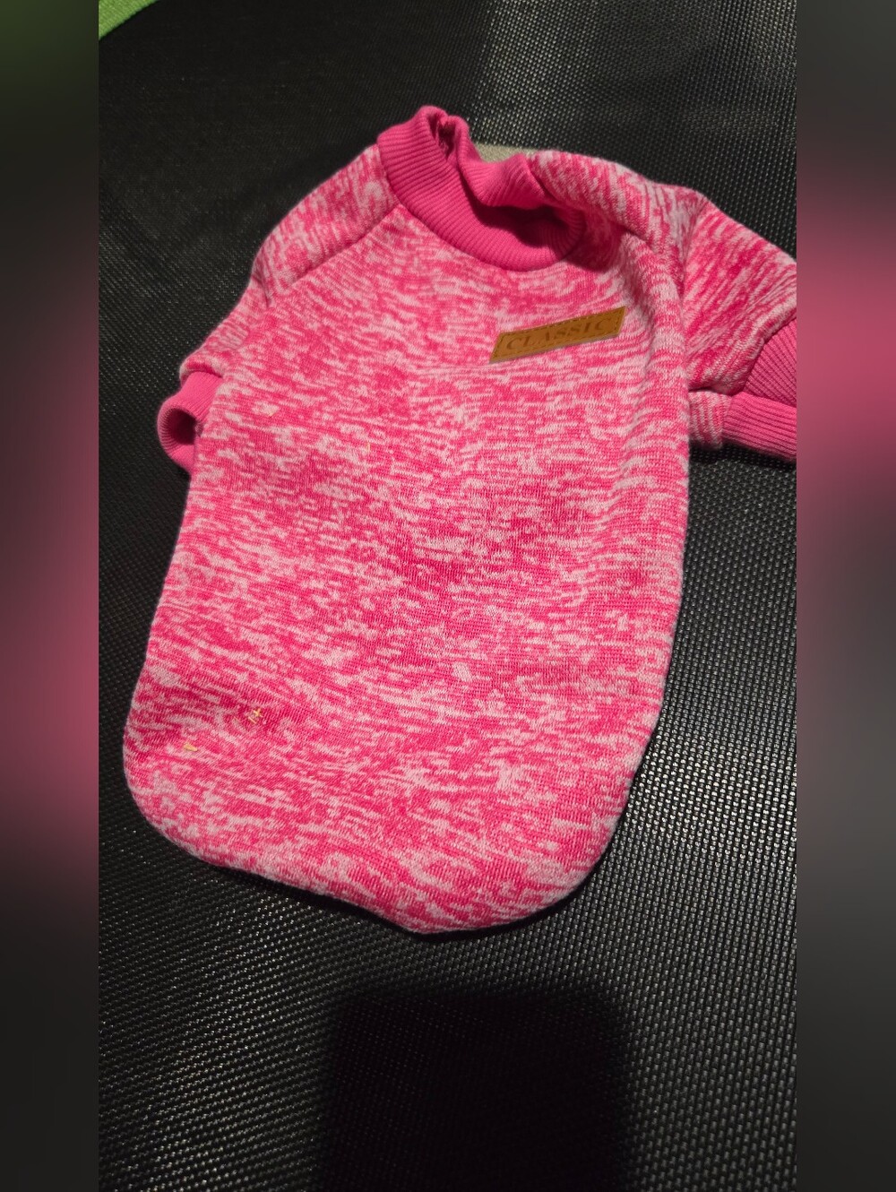 Classic Pink Marled Pet Pullover with Tan Logo Patch